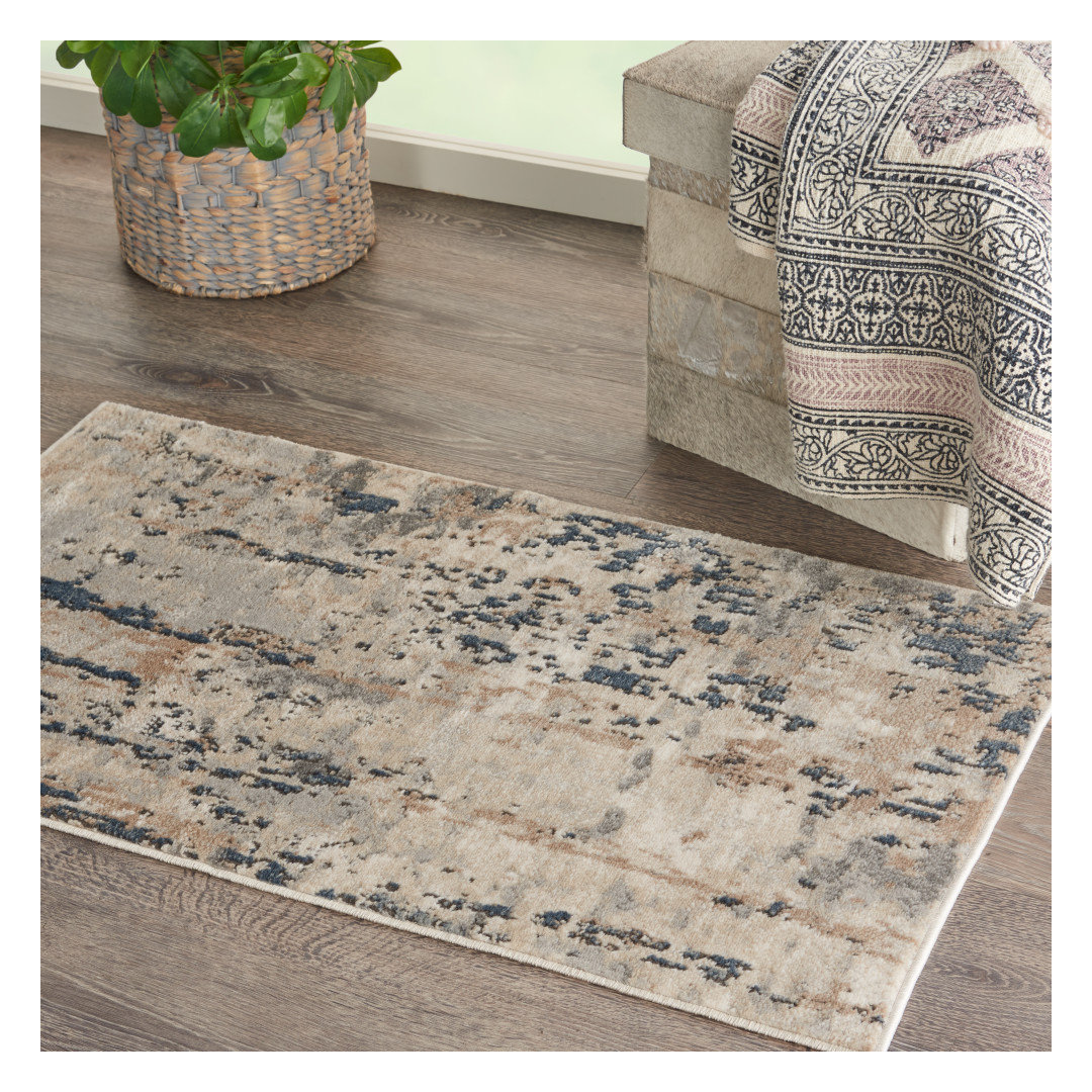 Addie Abstract Modern Machine Woven Area Rug in Beige/Gray
